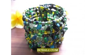 Cuff Bracelets Stone Beads Large Size